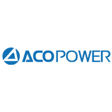 ACOPOWER logo featuring a circular emblem with a stylized A and the word ACOPOWER in blue all-caps lettering to the right.