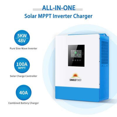 SunGoldPower Off-Grid Solar Kit 5000W 48VDC 120V 5.12KWH PowerWall Battery 6 X 200 Watts Solar Panels (SGM-5K5E)