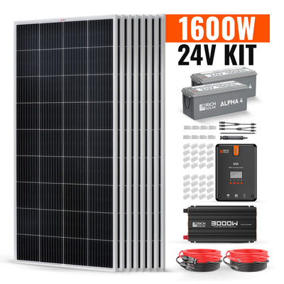 Rich Solar 1600W Complete Solar Kit | 24 Volt (24V) Off-Grid System (RS-CK1600)