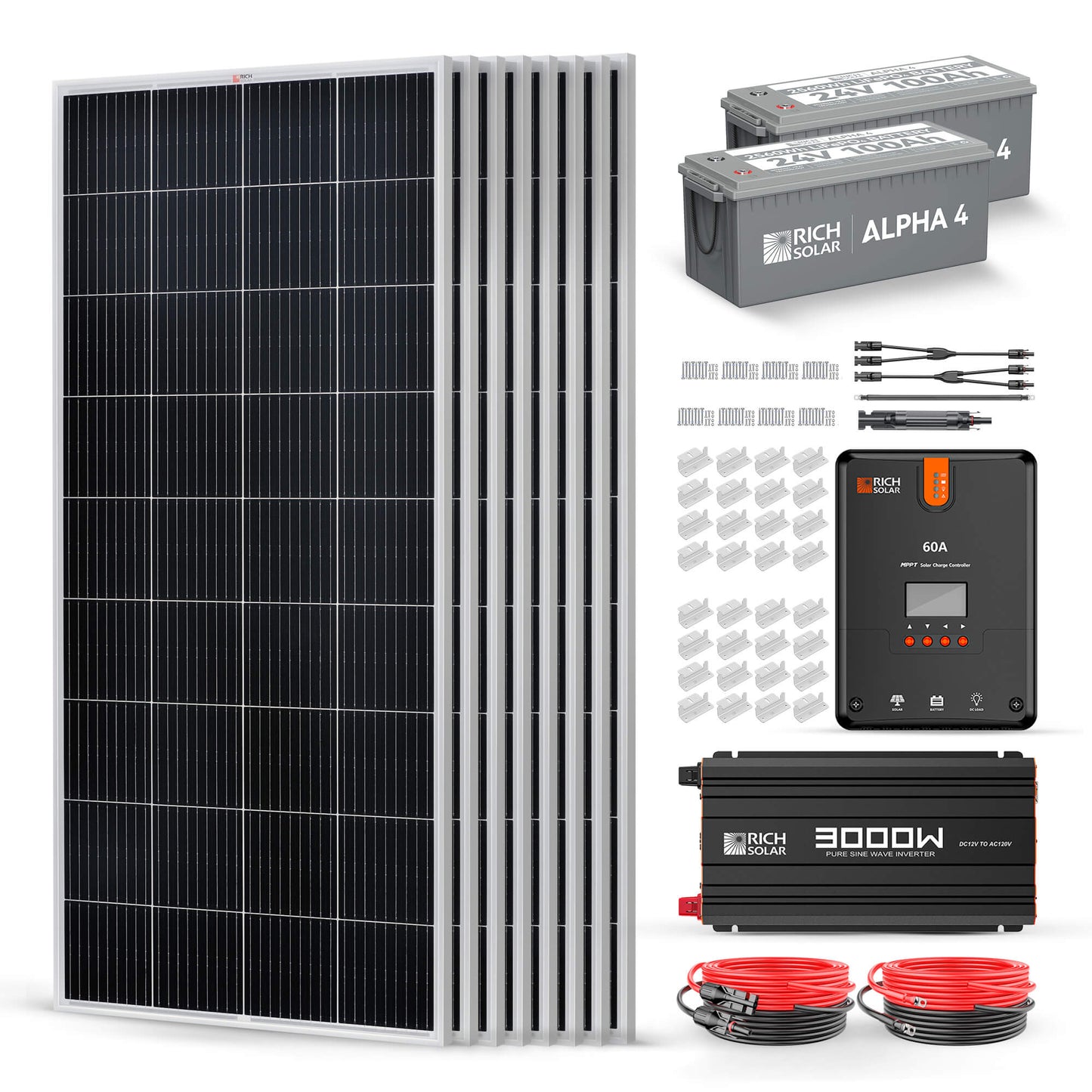Rich Solar 1600W Complete Solar Kit | 24 Volt (24V) Off-Grid System (RS-CK1600)