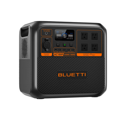BLUETTI AC180P | 1,440Wh Portable Power Station | High-Capacity Backup Power for Outdoors Use & Emergencies (P-AC180P-US-GY-BL-010)