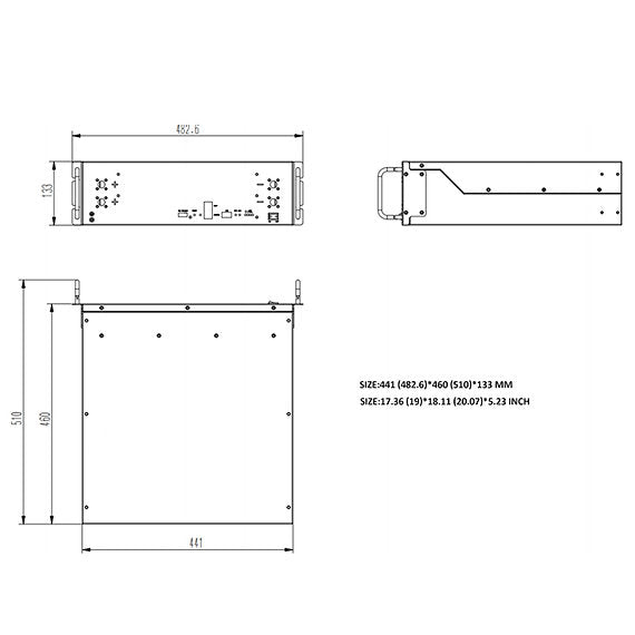RX-LFP48V100-19 Rack Mounted 3U Module – UL1973 Certified LiFePO4 Battery (RX-LFP48100)