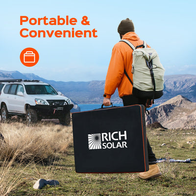 Rich Solar MEGA 200 Portable Briefcase Solar Panel | 200 Watt Portable Solar Panel | Powerful 12V Portable Solar Panel for Generators, Power Stations, Campers | High Efficiency (RS-X200B)