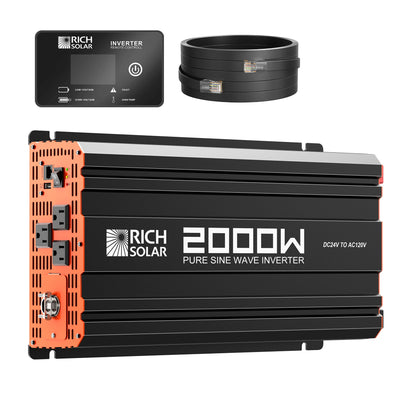 Rich Solar NOVA PURE MAX 2K | 2000 Watt (2kW) 24 Volt Industrial Pure Sine Wave Inverter | Premier 2000W 24V Off-Grid Inverter for RVs, Trailers, Campers, Vans, Trucks, Overlanders, Boats | #1 Ranked 24V Pure Sine Wave Inverter (RS-V2P24)