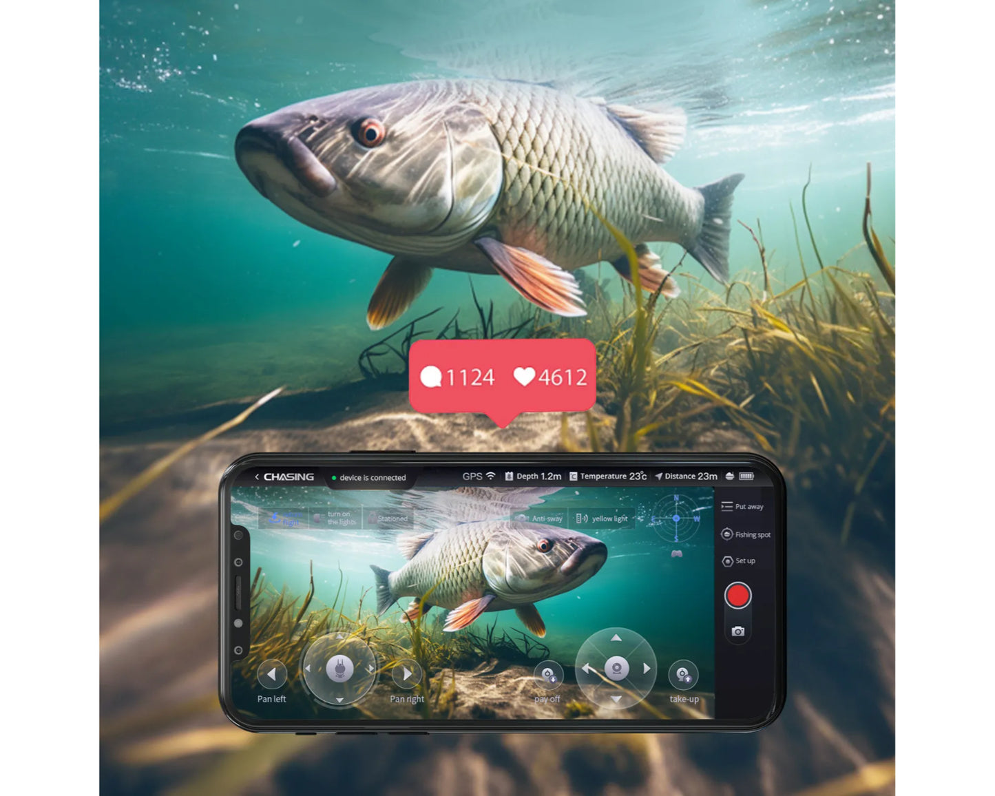 Chasing Canfish F1 Fish Finder Drone with Wireless Underwater Camera (CF1-PRO)