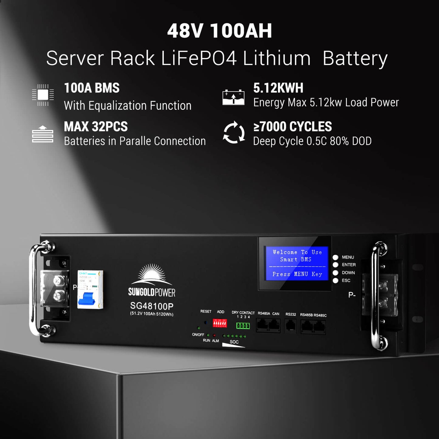 SunGoldPower Off-Grid Solar Kit 8000W 48VDC 120V/240V LifePo4 10.24KWH Lithium Battery 8 X 415 Watts Solar Panels (SGR-8K10E)