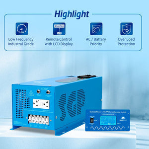 SunGoldPower 3000W Low-Frequency Inverter | Pure Sine Wave | DC 12V to AC 120V (LFP3K12V120VSG)
