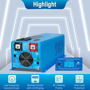 SunGoldPower 4000W Low-Frequency Inverter | Pure Sine Wave | DC 24V to AC 120V (LFP4K24V120VSG)