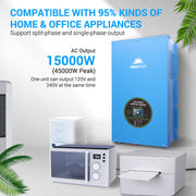 SunGoldPower 15KW Split-Phase Inverter | Pure Sine Wave | DC 48V to AC 120V/240V (No MPPT) (LFPV15K48V240VSP)