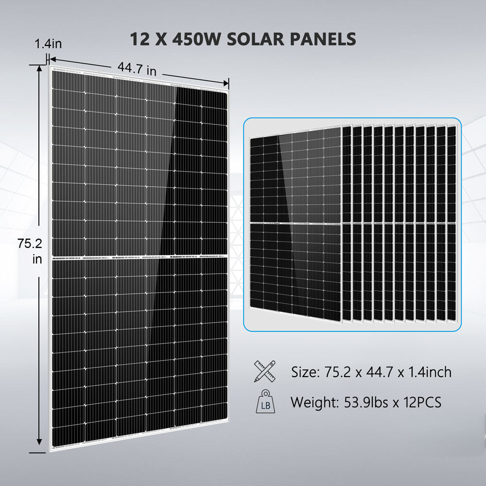 SunGoldPower Complete off Grid Solar Kit 8000W 48V 120V/240V output 10.24KWH Lithium Battery 5400 Watt Solar Panel (SGK-8MAX)