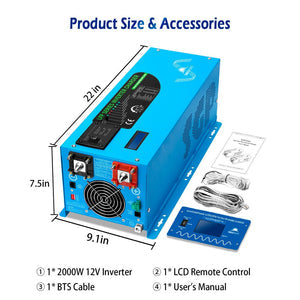 SunGoldPower 3000W Low-Frequency Inverter | Pure Sine Wave | DC 12V to AC 120V (LFP3K12V120VSG)