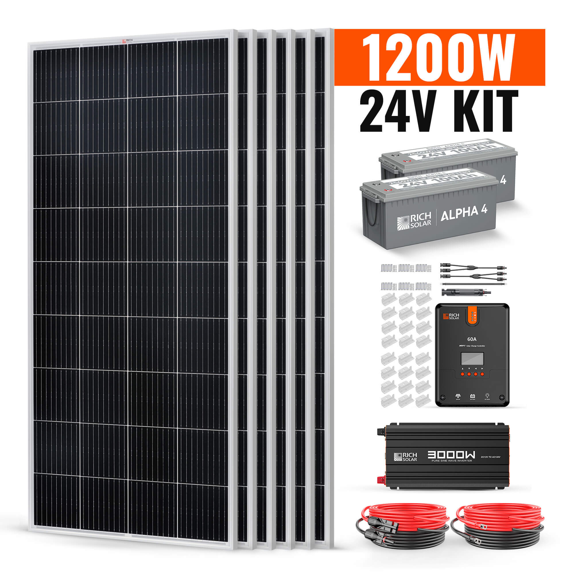 Rich Solar 1200 Watt 24V Complete Solar Kit (RS-CK1200)