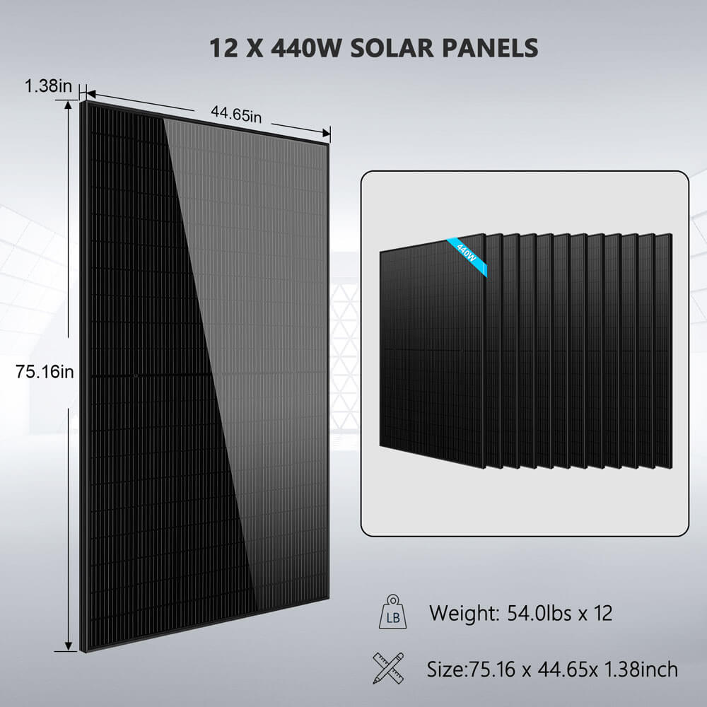 SunGoldPower Complete off Grid Solar Kit 12000W 48V 120V/240V output 10.24KWH Lithium Battery 5280 Watt Solar Panel (SGK-12MAX)