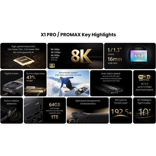 HOVERAir X1 PROMAX | Self-Flying Drone with 8K Camera | Black (SP06H006)