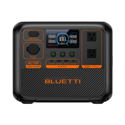 BLUETTI AC70P Portable Power Station 1000W 864Wh (P-AC70P-US-GY-BL-010)
