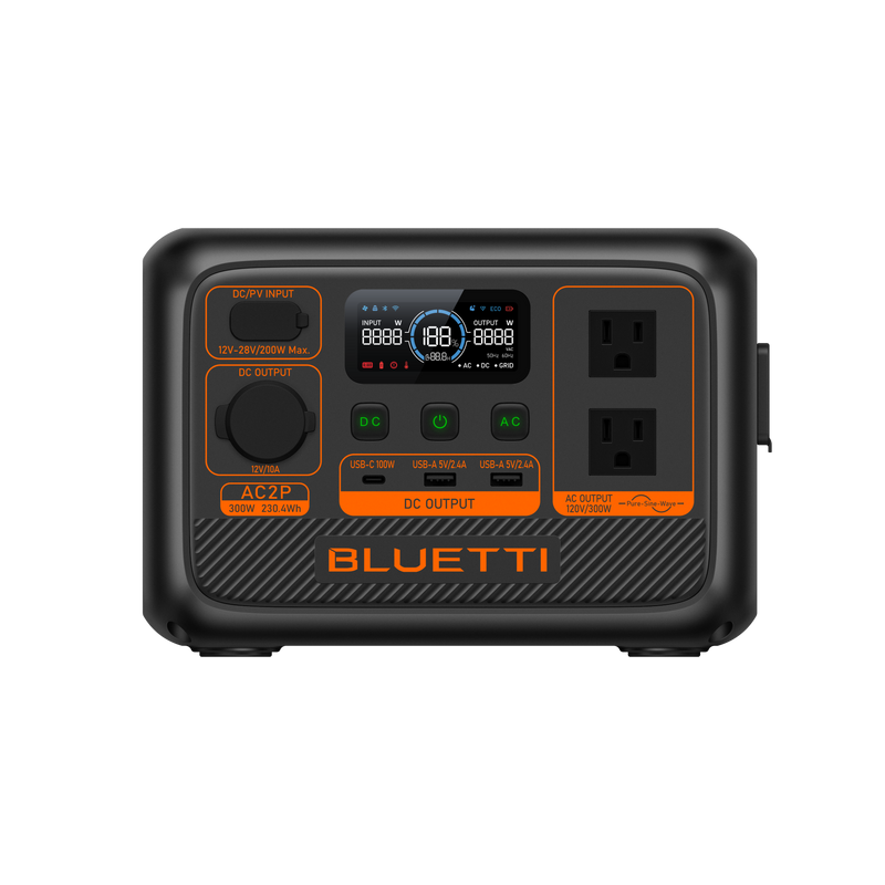 BLUETTI AC2P Portable Power Station 300W 230.4Wh (P-AC2P-US-GY-BL-010)
