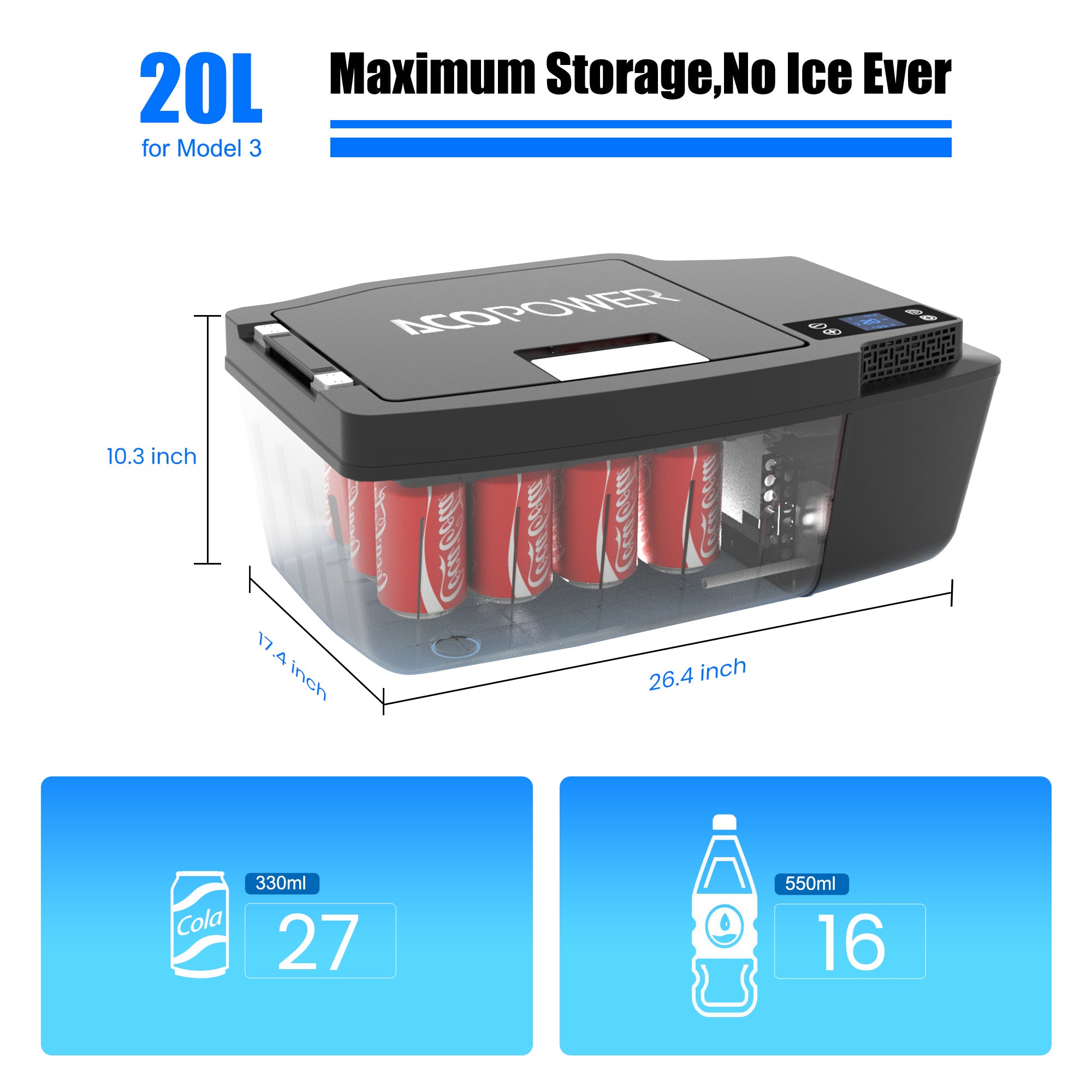 TesFridge Portable Freezer Specially Designed for Tesla Model 3 (HY-T20)