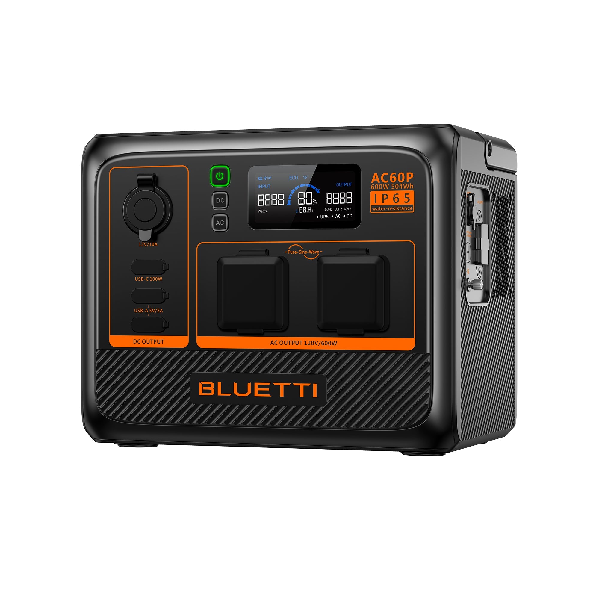 BLUETTI AC60P Portable Power Station 600W 504Wh (P-AC60P-US-GY-BL-010)