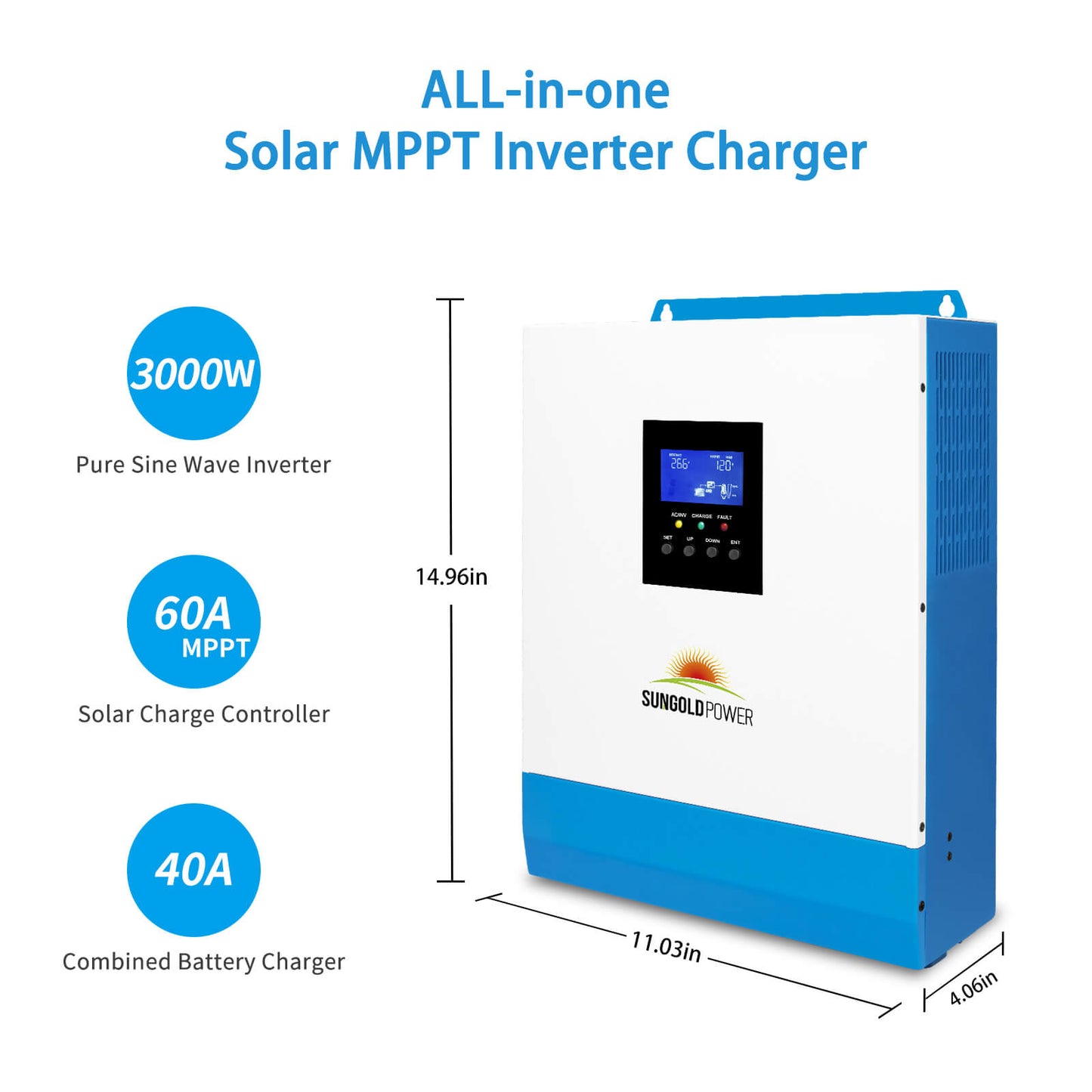 SunGoldPower Solar Kit 3000W 24V Inverter 120V output Lithium Battery 800 Watt Solar Panel (SGKT-3PRO)
