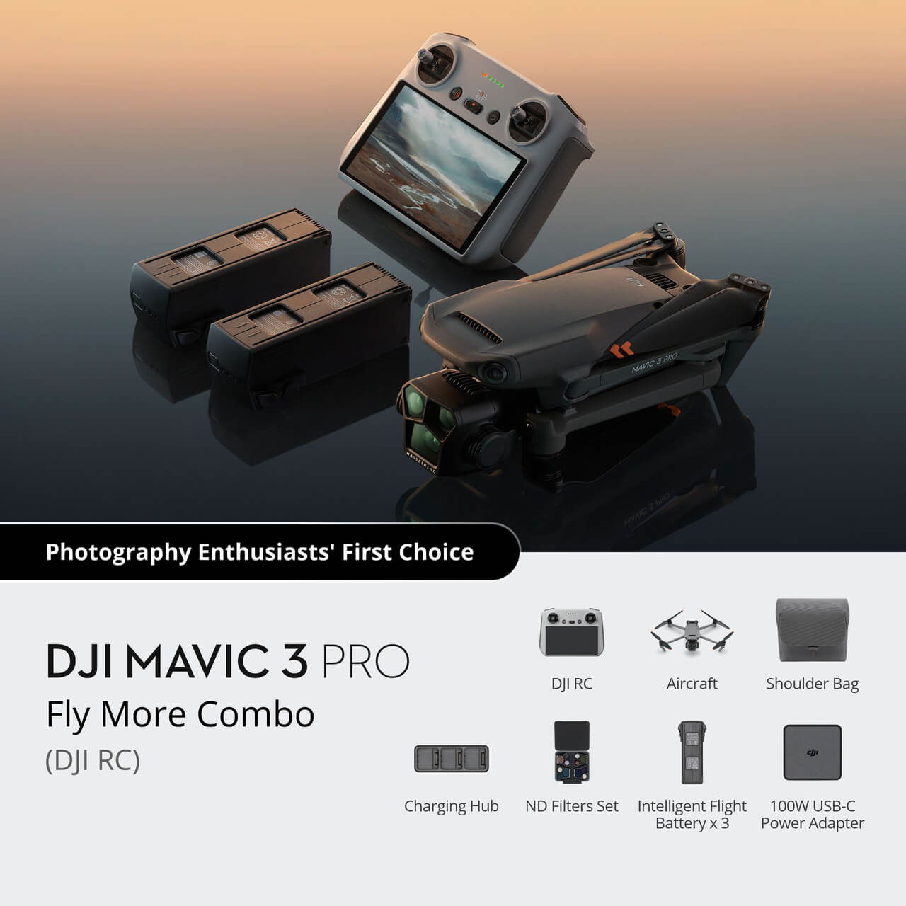 DJI Mavic 3 Pro Fly More Combo with DJI RC Controller - 4K Drone (CP.MA.00000660.01)
