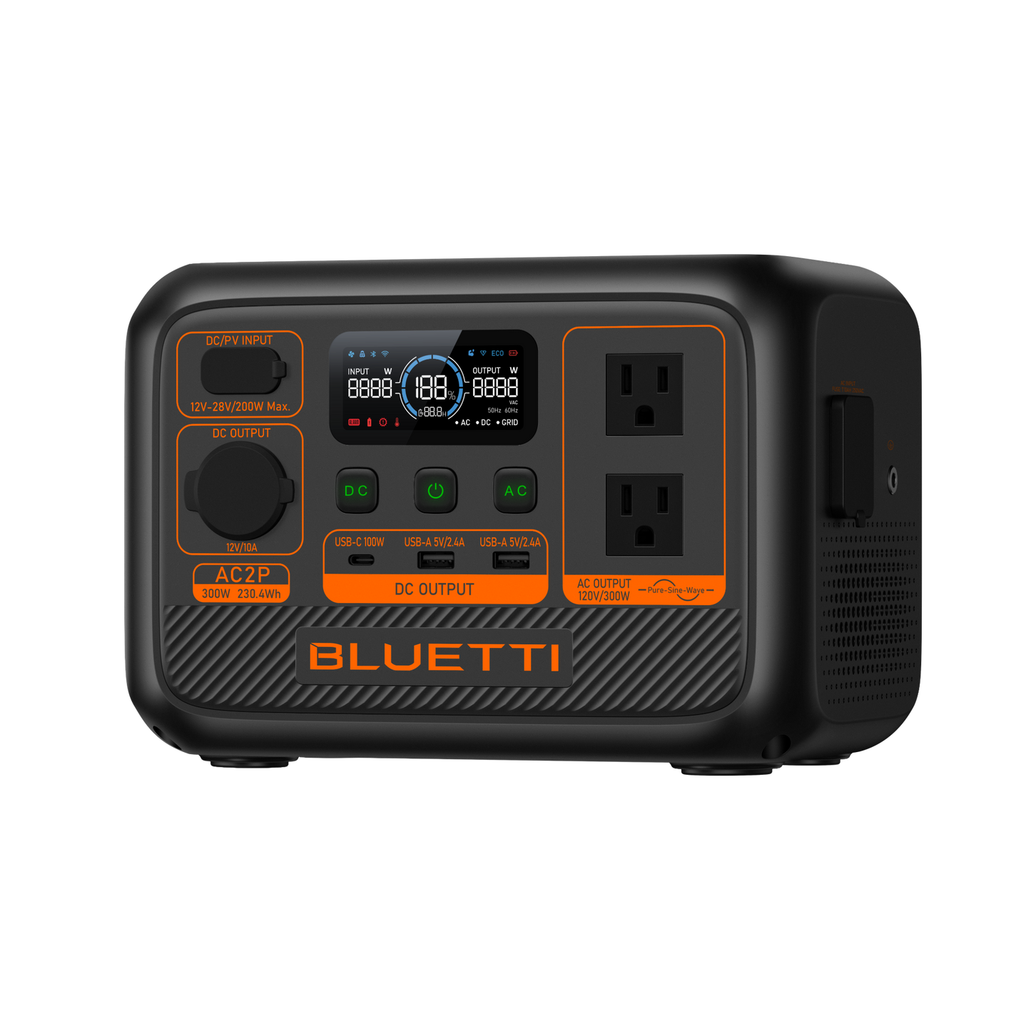 BLUETTI AC2P Portable Power Station 300W 230.4Wh (P-AC2P-US-GY-BL-010)