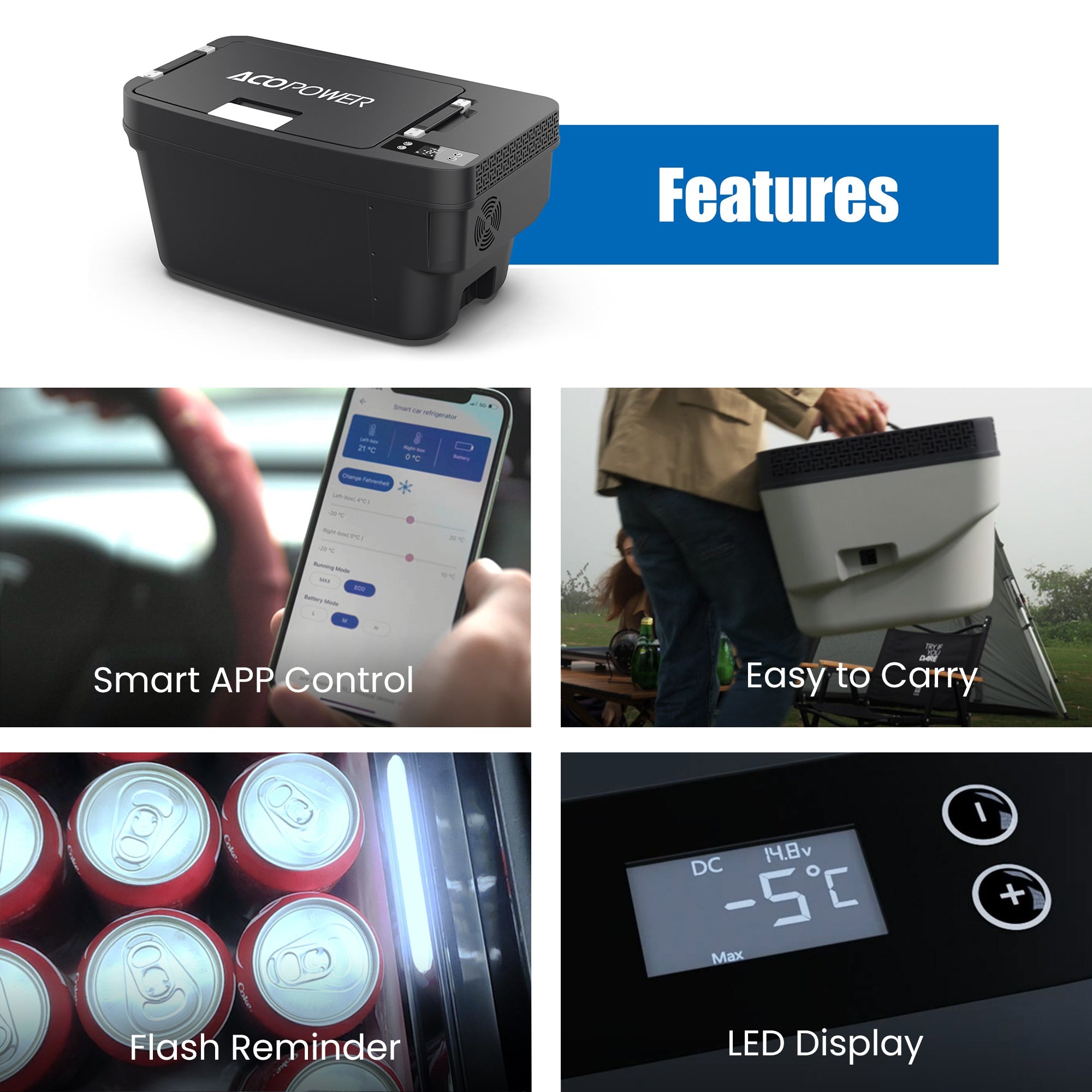 ACOPOWER TesFridge Portable Freezer Specially Designed for Tesla Model Y (HY-T-35)