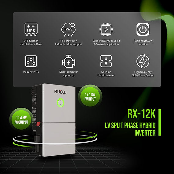 RUiXU Split Phase Hybrid Inverter | 17.1KW PV INPUT | UL1741 (RX-12K)
