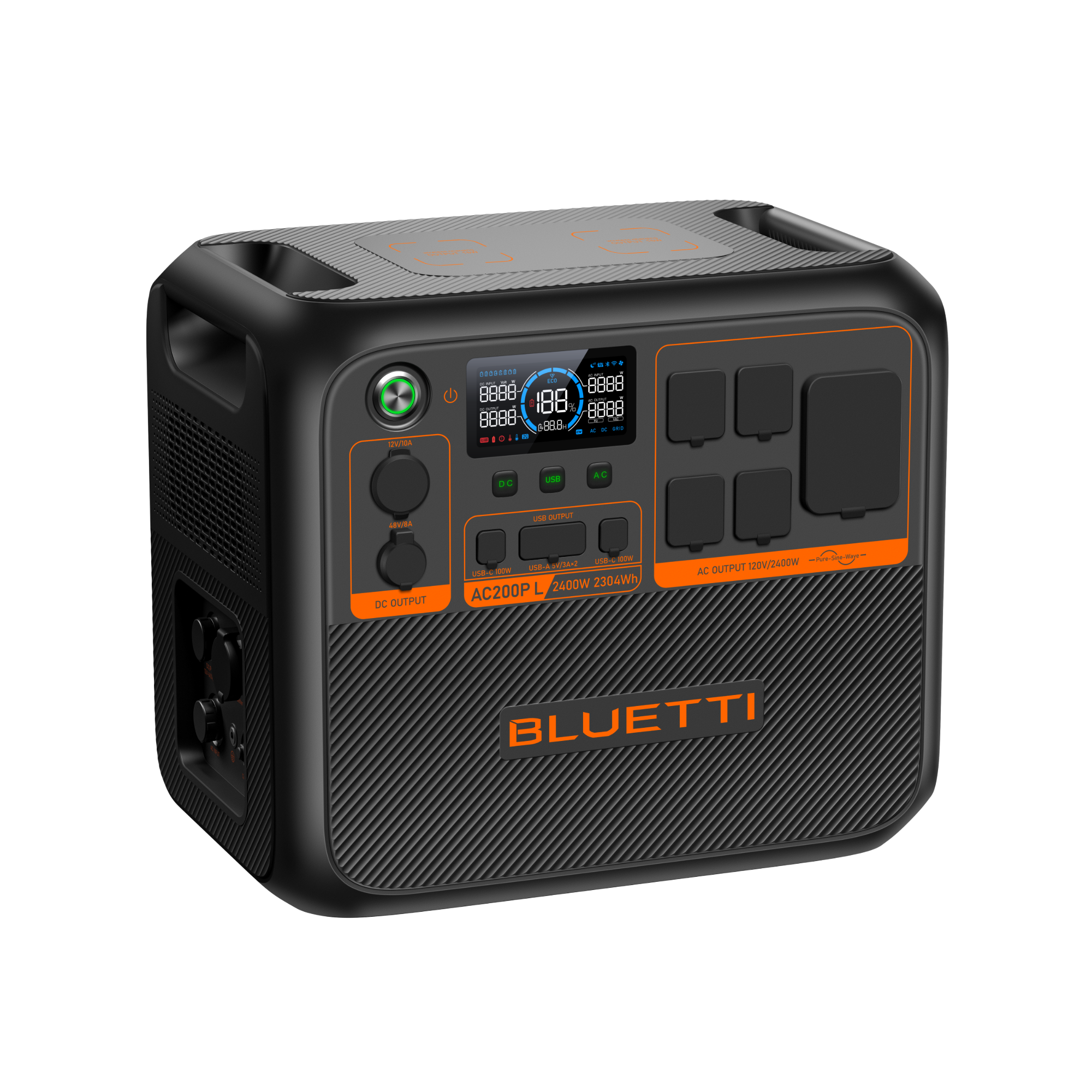 BLUETTI AC200P L Portable Power Station 2,400W 2,304Wh (P-AC200PL-US-GY-BL-010)