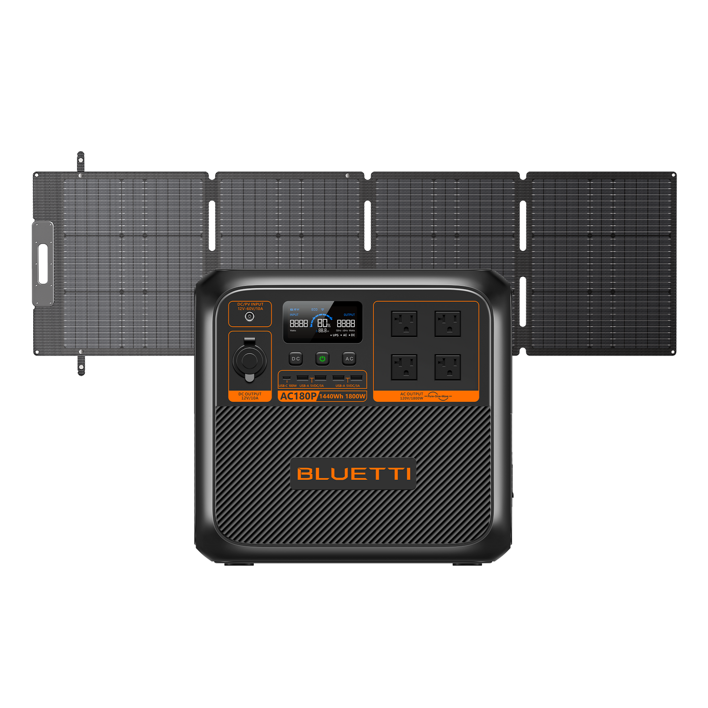 BLUETTI AC180P Solar Portable Power Station 1,800W 1,440Wh (P-AC180P-US-GY-BL-010)