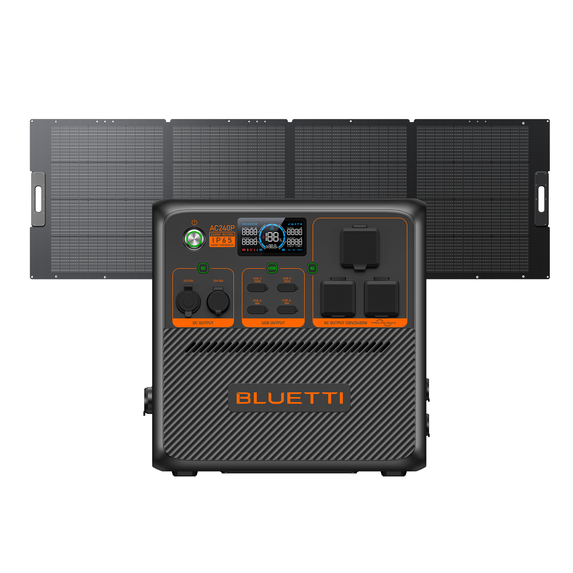 BLUETTI AC240P Portable Power Station 2,400W 1,843Wh (P-AC240P-US-GY-BL-010)