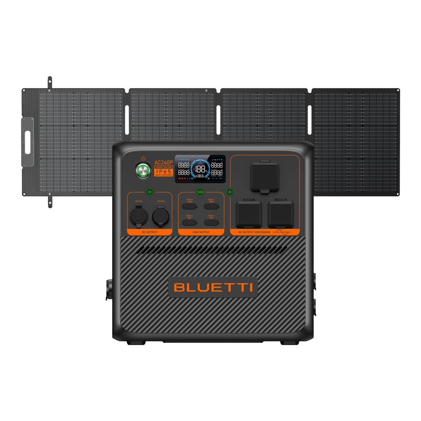 BLUETTI AC240P Portable Power Station 2,400W 1,843Wh (P-AC240P-US-GY-BL-010)