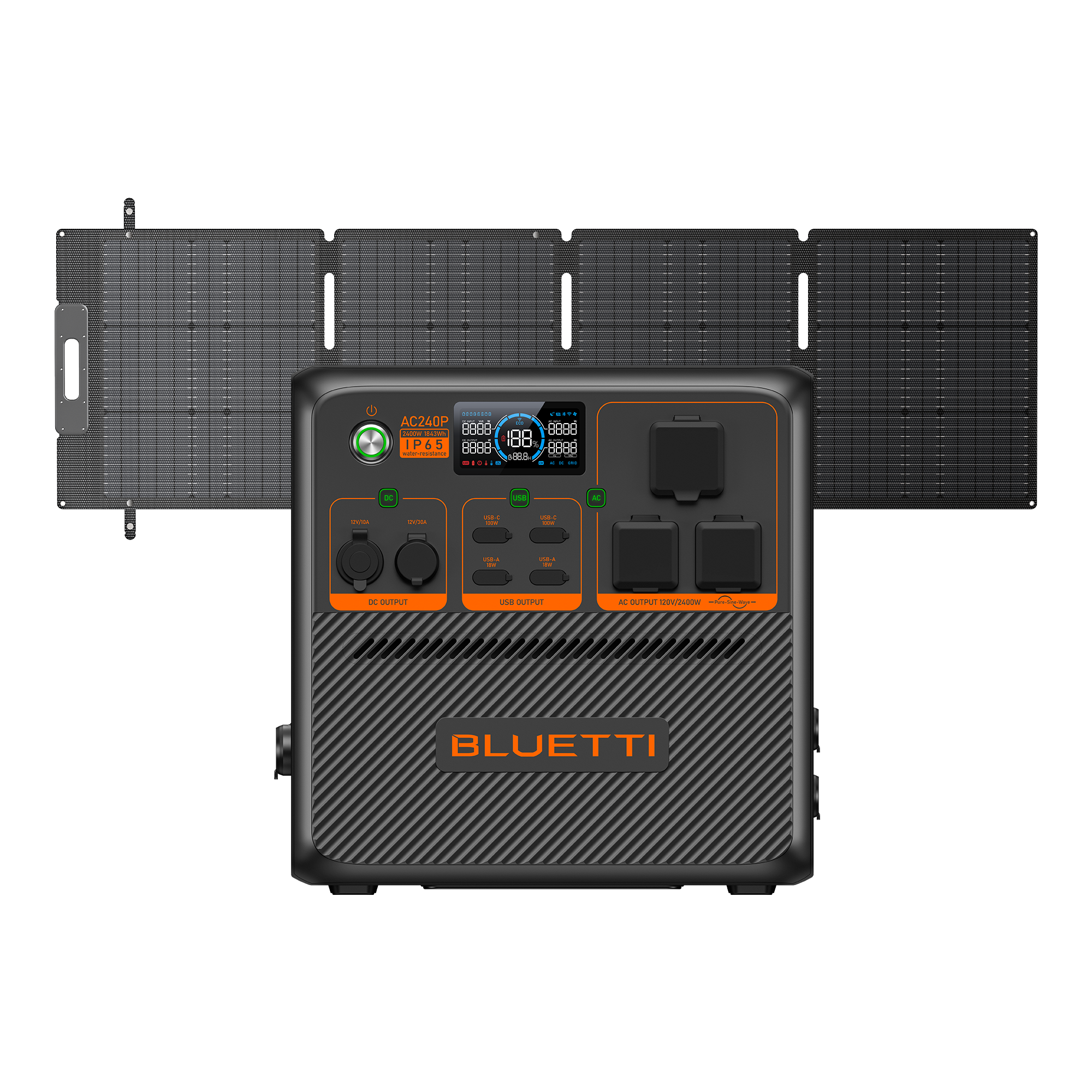 BLUETTI AC240P Portable Power Station 2,400W 1,843Wh (P-AC240P-US-GY-BL-010)