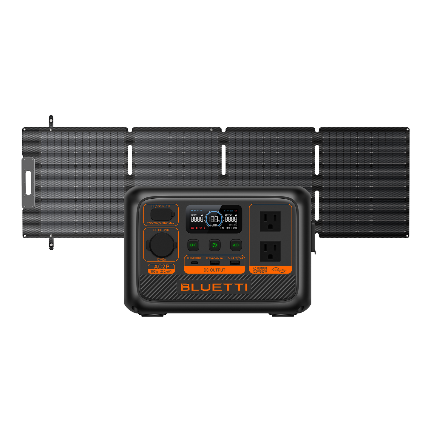 BLUETTI AC2P Portable Power Station 300W 230.4Wh (P-AC2P-US-GY-BL-010)