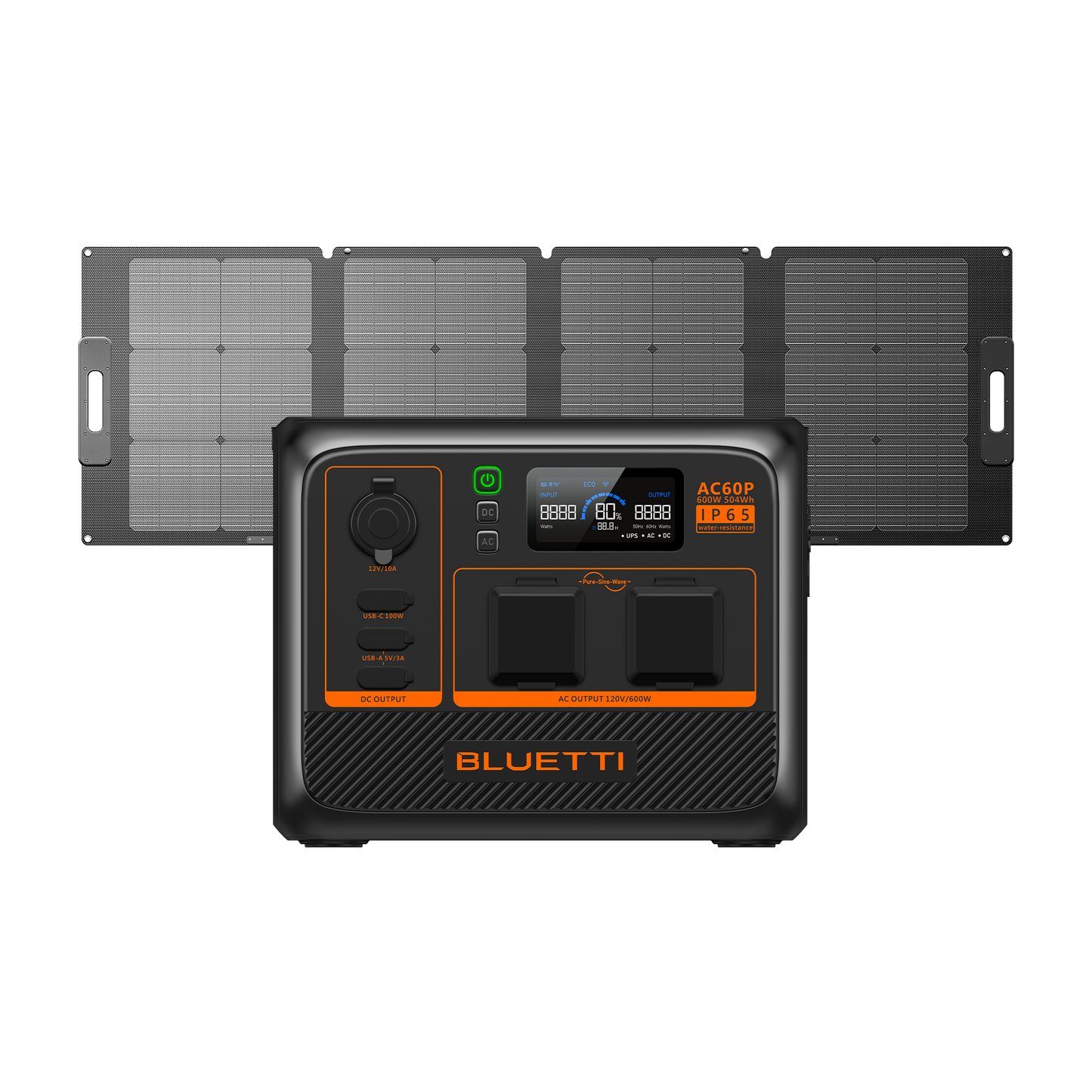 BLUETTI AC60P Portable Power Station 600W 504Wh (P-AC60P-US-GY-BL-010)