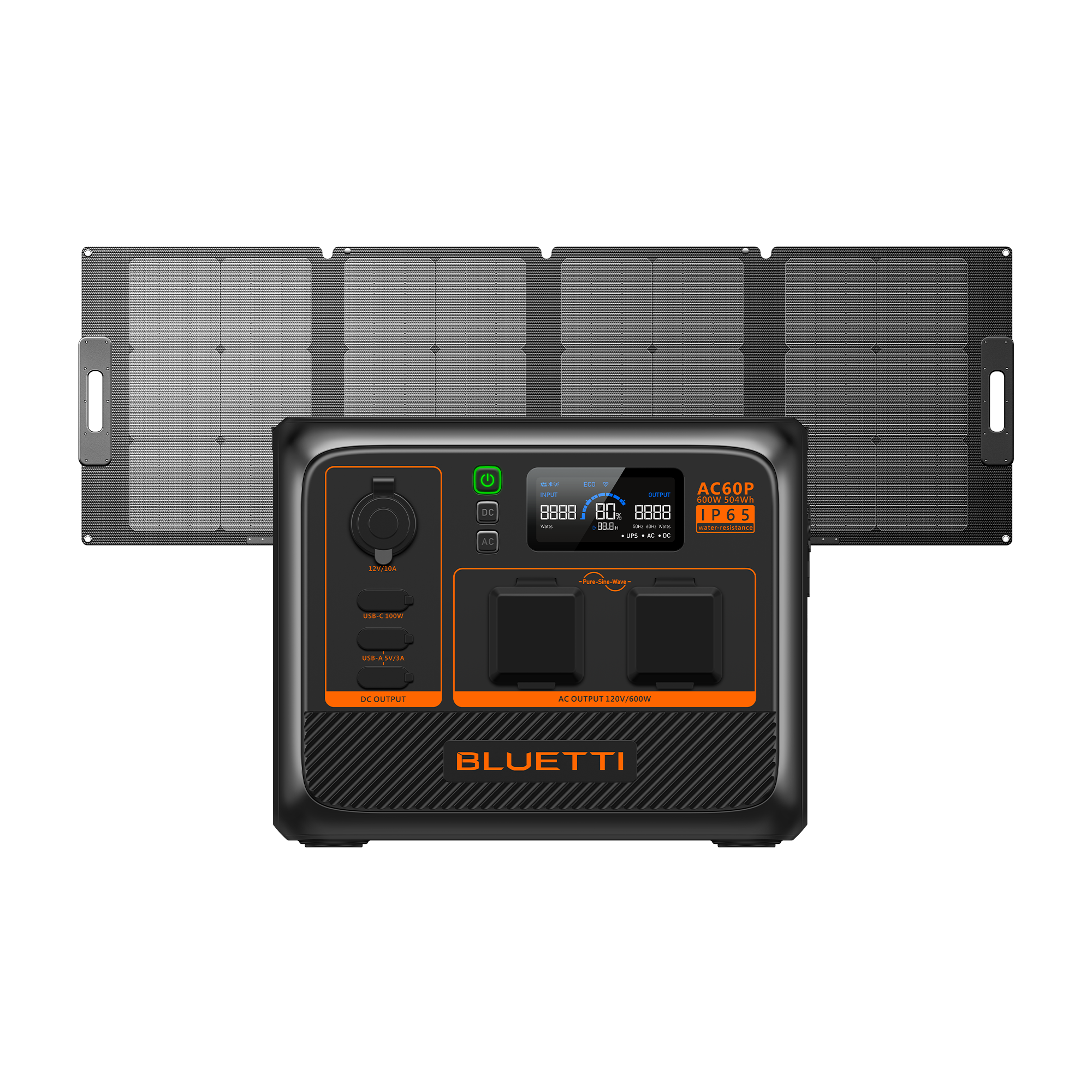 BLUETTI AC60P Portable Power Station 600W 504Wh (P-AC60P-US-GY-BL-010)