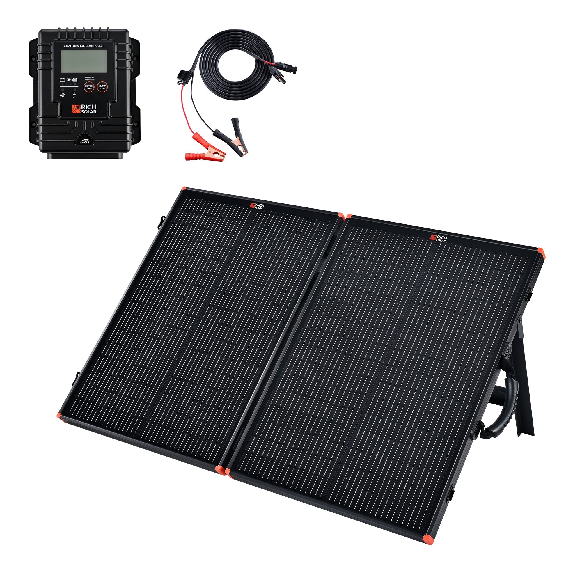 Rich Solar MEGA 100 Portable Briefcase Charging Kit | 100 Watt Portable Solar Panel | Premium 12V Portable Solar Panel for Generators, Boats, Power Stations | High Efficiency (RS-X100BC)