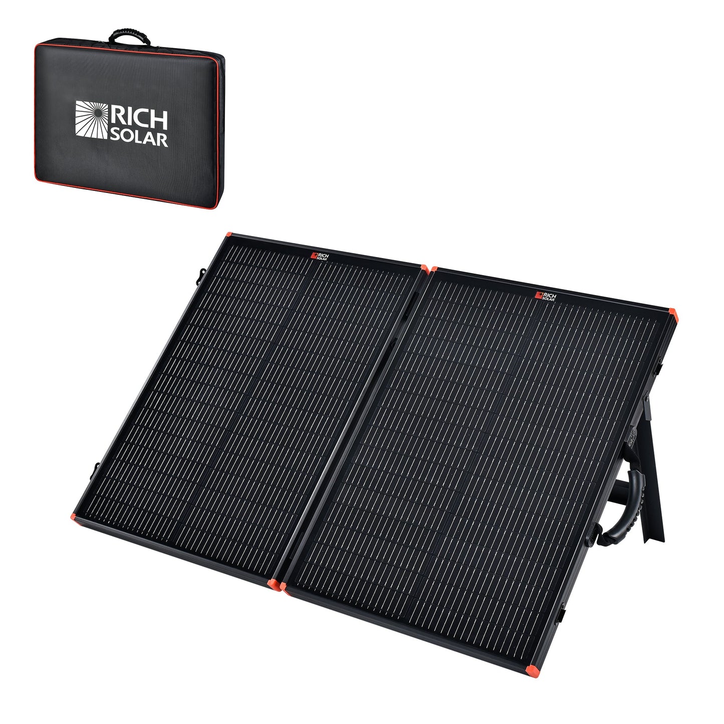 Rich Solar MEGA 100 Portable Briefcase Solar Panel | 100 Watt Portable Solar Panel | Premier 12V Portable Solar Panel for Generators, Power Stations, Vans | High Efficiency (RS-X100B)