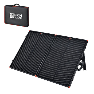Rich Solar MEGA 100 Portable Briefcase Solar Panel | 100 Watt Portable Solar Panel | Premier 12V Portable Solar Panel for Generators, Power Stations, Vans | High Efficiency (RS-X100B)