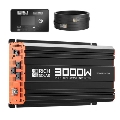 Rich Solar NOVA PURE MAX 3K | 3000 Watt (3kW) 24 Volt Industrial Pure Sine Wave Inverter | Premier 3000W 24V Off-Grid Inverter for RVs, Trailers, Campers, Vans, Trucks, Overlanders, Boats | #1 Ranked 24V Pure Sine Wave Inverter (RS-V3P24)