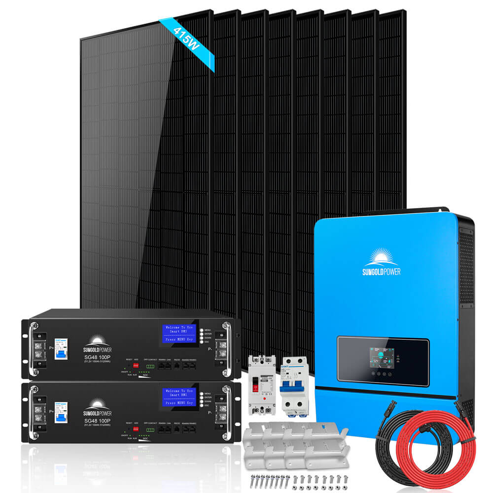 SunGoldPower Off-Grid Solar Kit 8000W 48VDC 120V/240V LifePo4 10.24KWH Lithium Battery 8 X 415 Watts Solar Panels (SGR-8K10E)