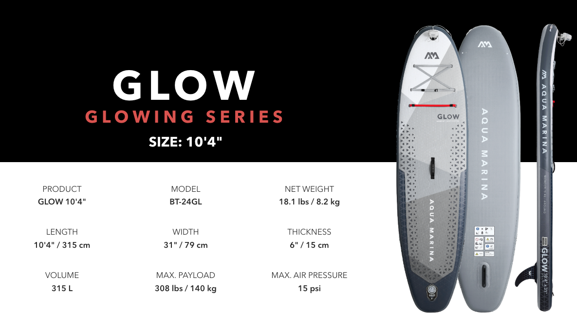 Aqua Marina GLOW 10′4″ | First-Ever Glowing Inflatable SUP | All-around SUP with Ambient Light System (BT-24GL)