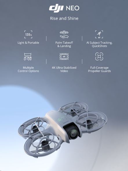 DJI Neo Combo - Palm-Sized 4K Stabilized Video Drone with 3 Batteries (CP.FP.00000218.01)