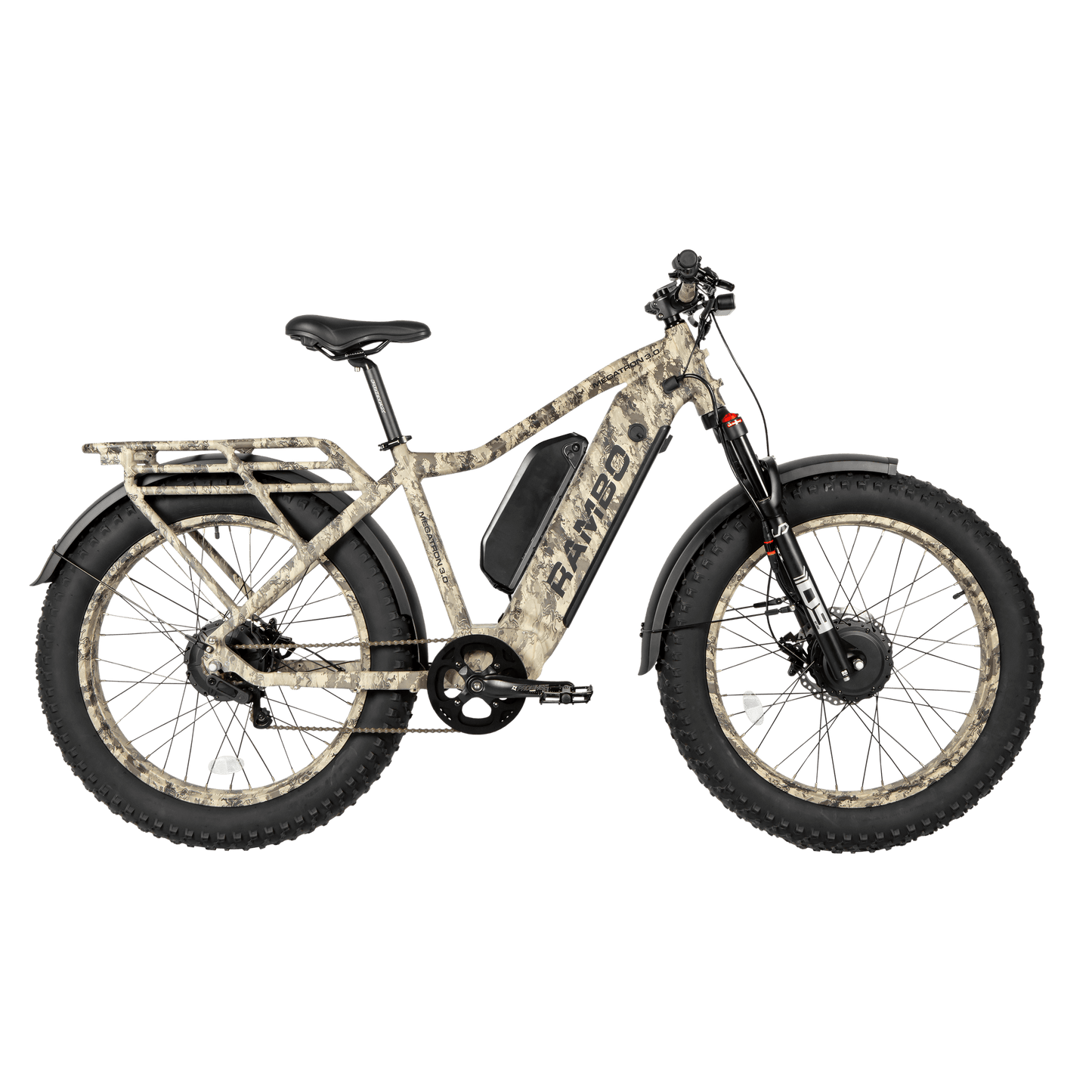Rambo Megatron 3.0 All-Wheel Drive All-Terrain Fat Tire Electric Bike - 48V 1000W 20Ah hub motor